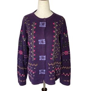 VINTAGE JOYCE Floral Embroidered Cardigan